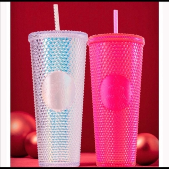 Neon Pink Iridescent Bling Starbucks Tumbler Cup - Picture 6 of 8